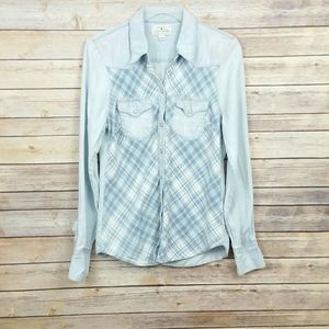 Lucky Brand Plaid and Denim Shirt Size Small